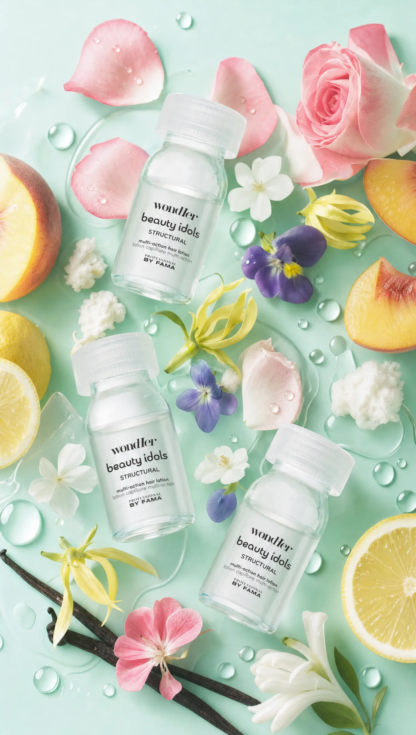 PBF WondHer BEAUTY IDOLS STRUCTURAL intensyvaus poveikio daugiafunkcinis losjonas pažeistų plaukų struktūrai stiprinti / 24x7ml. dėžutėje. professional by fama structural multi action intensyviai atkuriantys losjonai/ampulės 6x7ml