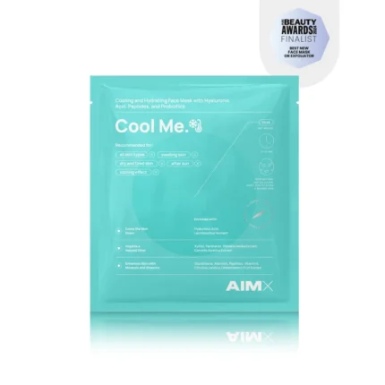 aimx | greito poveikio intensyviai regeneruojanti ir drėkinanti lakštinė kaukė su vėsinančiu ir raminančiu poveikiu "cool me" 25ml
