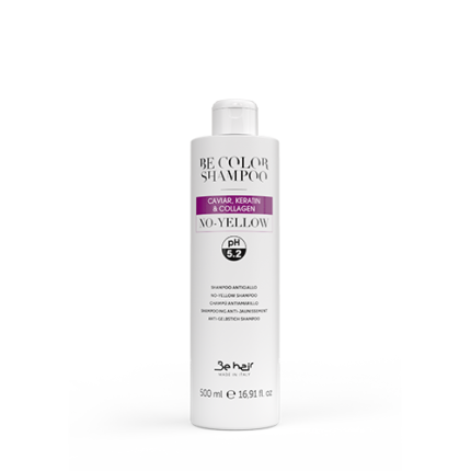 be hair be color no yellow šampūnas neutralizuojantis geltonus tonus šviesintuose, žiluose plaukuose 500 ml