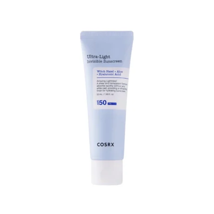 cosrx ultra light invisible sunscreen spf50+pa++++ lengvas apsauginis veido kremas nuo saulės 50ml